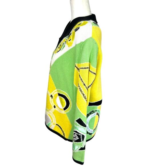 Nancy Bolen City Girl Sweater Cardigan Petite Large PL Psychedelic Sequins Artsy - Picture 3 of 9